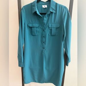 Old Navy Teal Button-Up Dress